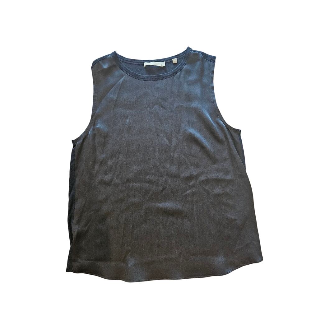 Vince silk tank top blouse navy medium prep minimalist coastal career Sleeveless